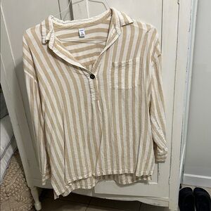Old Navy Beige and White Striped Shirt
